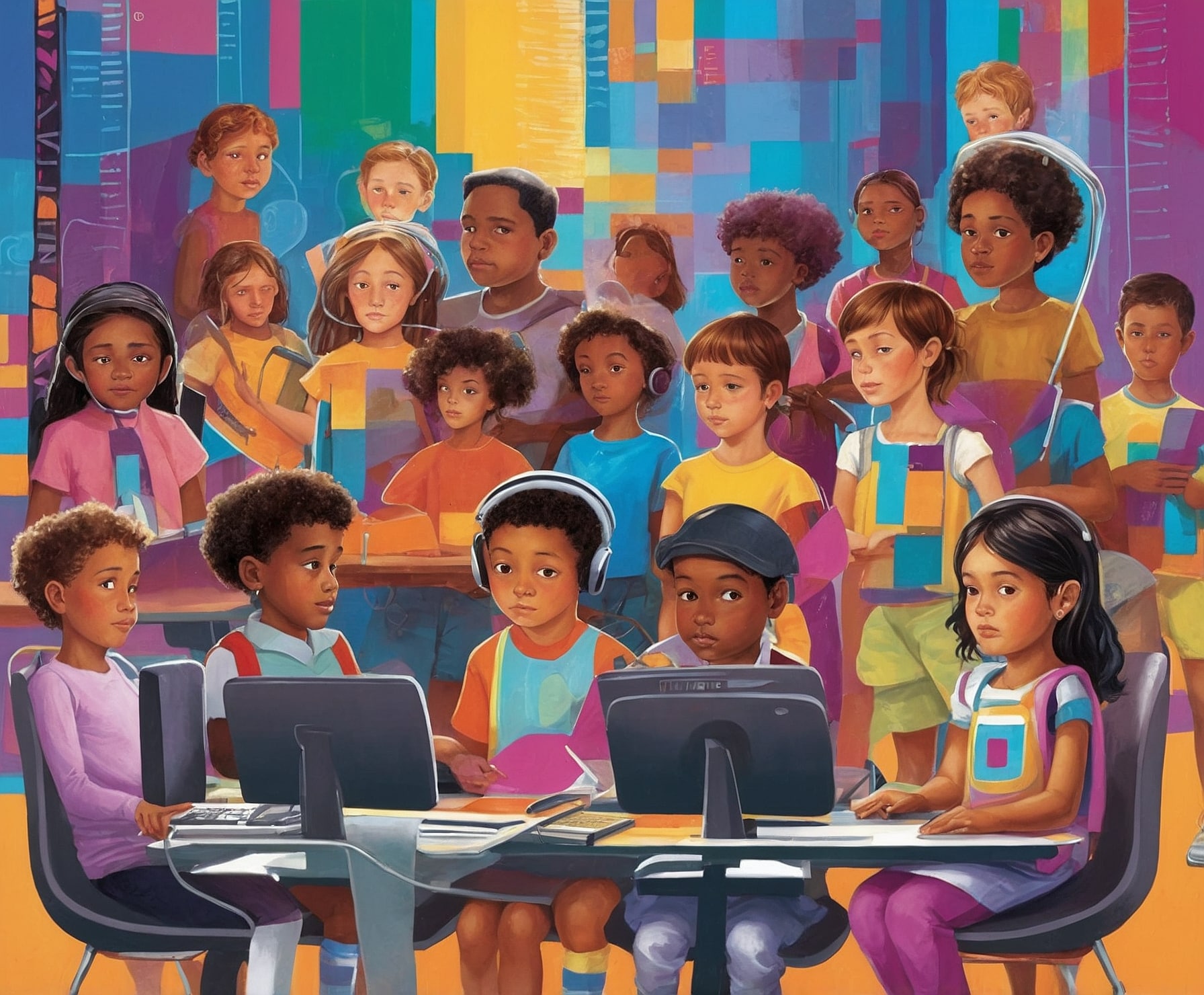 Niños programando y desarrollando habilidades digitales