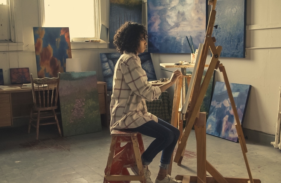 Vista cercana de un patrón colorido y detallado